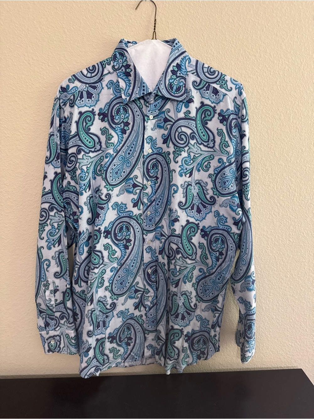 Etro Blue and Teal Paisley Button-Down Shirt
